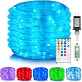 ANJAYLIA 66FT 200 LED Color Changing Rope Lights with Plug and Remote | Led Outdoor Waterproof Rope Light with Color Option, 7 Modes, Timer, Memory, Remote For Bedroom, Deck, and Holiday Decor