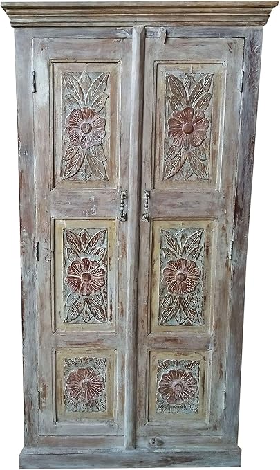 Amazon Com Antique Carved Red Roses Rustic Armoire Teak Hand