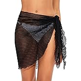 Tournesol Women's Sarong Crochet Cover Up Skirt Short Beach Wrap Skirts Sheer Bikini Bathing Suit Wraps S-XXL