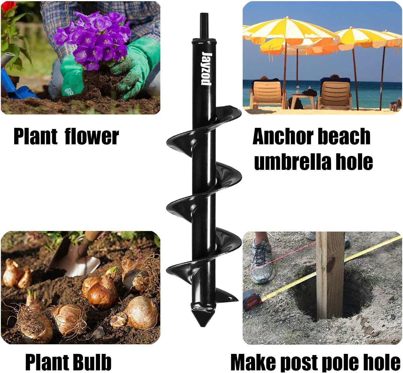 Jayzod Auger Drill bit for Planting 4"X25" Garden Auger Spiral Drill Bit,Bulb & Bedding Plant Augers,Plants Drill bit for 3/8” Hex or Larger Drill: Home Improvement