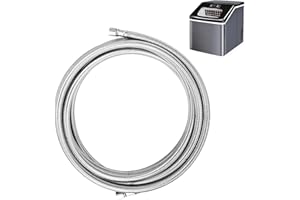 Miucui 2 FT Stainless Steel Braided Ice Maker Connector, Universal Flexible Refrigerator Water Supply Hose Tube & Pipe Kit with 1/4" Compression Fitting