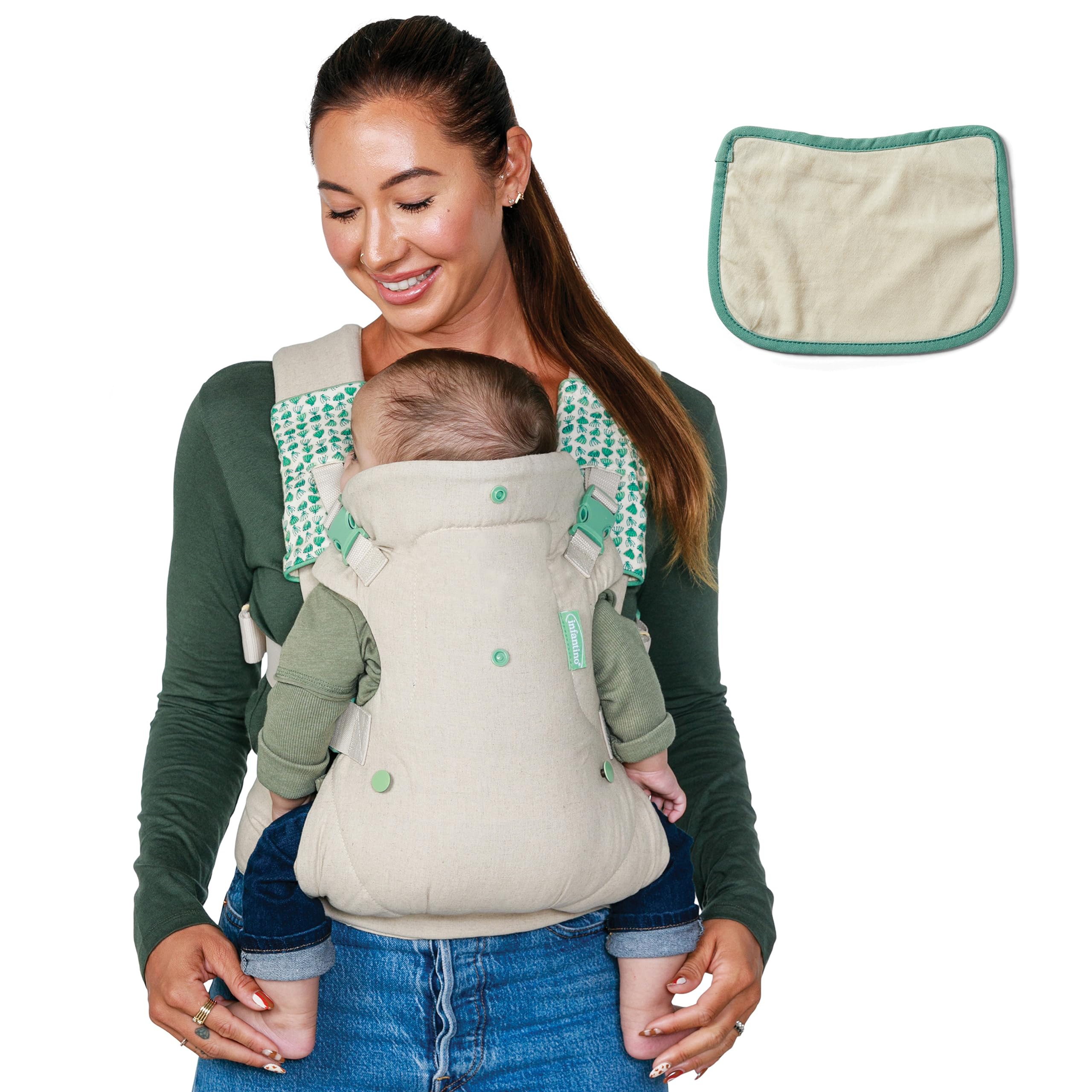 Infantino Flip 4-in-1 Nature & Nurture Baby Carrier - Ergonomic, Convertible, Breathable Face-in and Face-Out Front and Back Baby Carrier Newborn to Toddler 3.6-14.5 kg, Tan