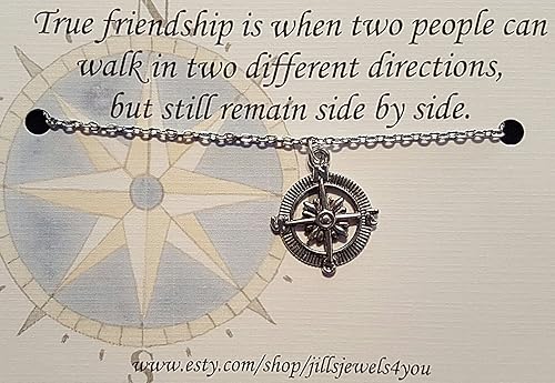 Amazon Com Compass Best Friend Necklace And Quote Inspirational Card Long Distance Friendship Friendship Necklace Friends Forever Quote Gift Handmade