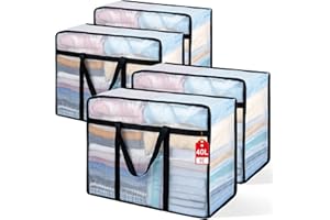 BESSLLY 4 Pack Clear Blanket Storage Bags with Zipper, Vinyl Foldable Moving Bags Closet Organizers and Storage Containers for Bedding, Blankets, Comforters, Clothing, Toys, Quilt, Duvet, 40L