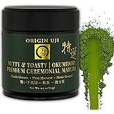Origin Uji Special Selection Premium Ceremonial Matcha, Okumidori Cultivar, First Harvest, Stone-Ground Uji, Kyoto, Japan Green Tea Powder