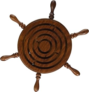 ShalinIndia Handmade Indian Wooden Nautical Wheel Helm Puzzle Game Labyrinth Ball Puzzles for Kids Ages 9 to 14