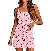 Ekouaer Pajamas for Women Set Lingerie Pjs 2 Piece Cami Sleepwear Ribbed Knit Shorts Set