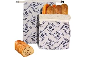 2 Pack Beeswax Bread Bags, Reusable Sourdough Bread Bags with Zipper, Extra Large and Easy to Clean Cotton Storage Bag, Cotto