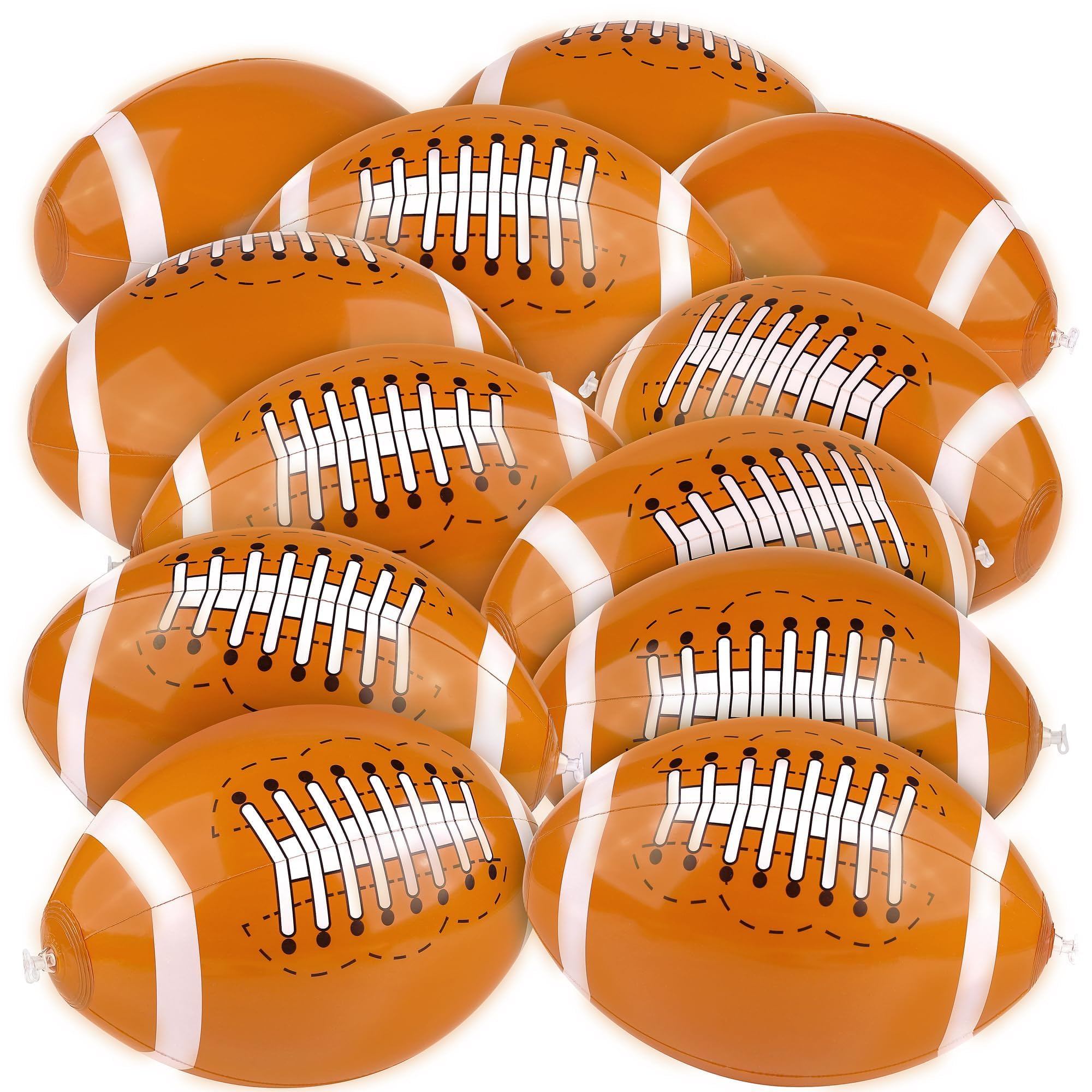 Photo 1 of durony 12 Pieces Inflatable Football Beach Balls 11 Inch Blow Up Football Bouncing Sports Ball Bouncy Toy Favors for Sports Games, Birthday, Summer Pool Beach Party Decorations