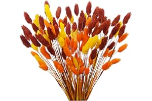 CISDUEO 100 Pcs Artificial Flower Fall Dried Flowers Decor Natural Dried Pampas Grass Fall Flower Bouquets Gem Grass Orange Yellow for Autumn Vase Filler Floral Arrangements Boho Home Table Wedding