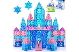 SOYEE Frozen Toys for Girls Diamond Magnetic Tiles with Stair Dolls Toys for 3+ Year Old Girls Boys Sensory STEM Learning Toys Gifts for 3 4 5 6 7 8+ Year Old