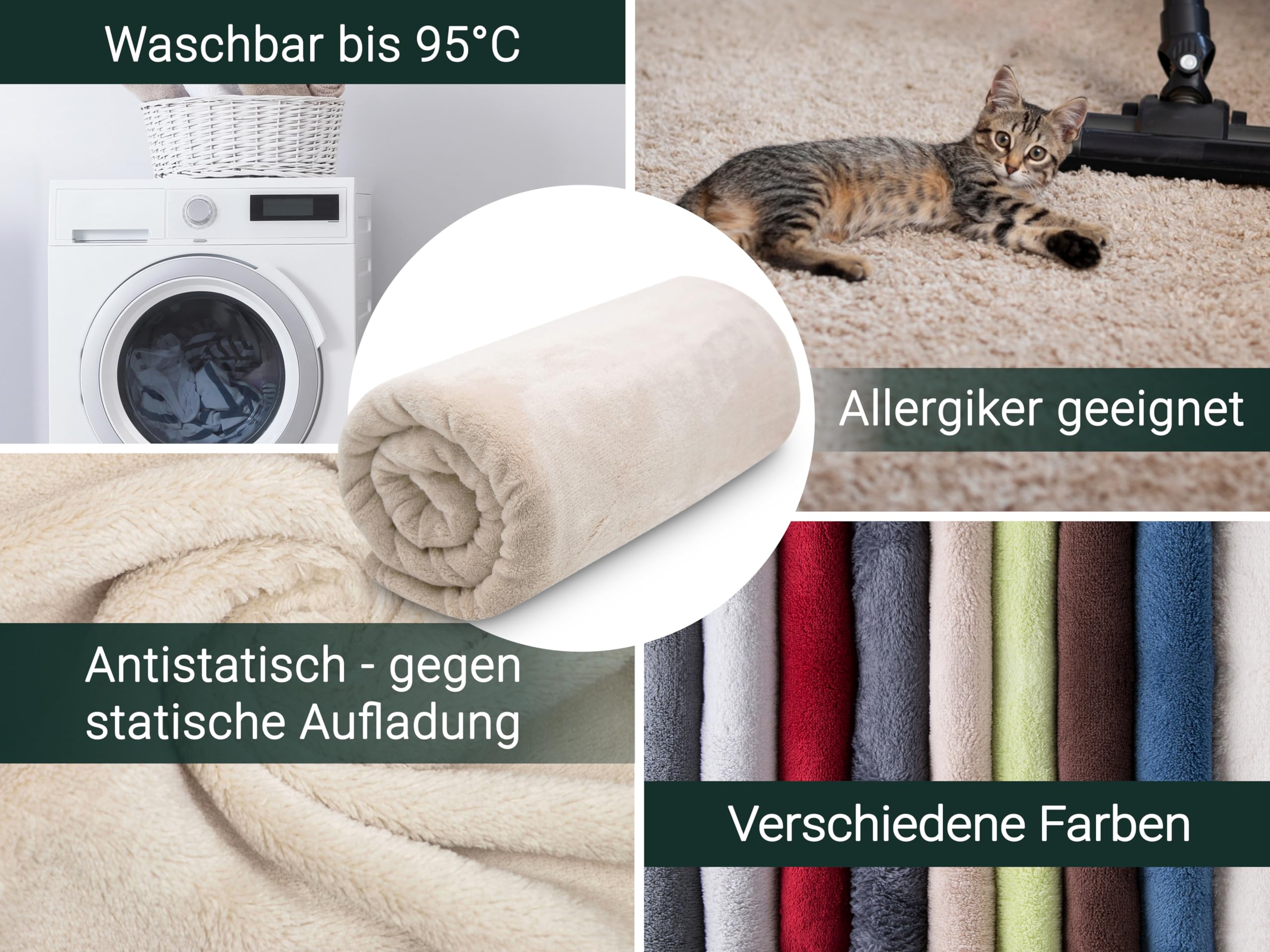 ZOLLNER Kuscheldecke flauschig in 150x200 cm - super kuschelige und warme Sofadecke - waschbar bis 95°C - atmungsaktive Mikrofaser in beige - Hotelwäschequalität - Oeko Tex® Zertifiziert 4