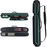 GOBUROS Pool Cue Case 2 x 2, Soft Pool Stick Carrying Case for 2 Sticks | Pool Cue Bag with 2 Shafts and 2 Butts Slots, Heavy Duty Billiard Cue Carrying Case for Pool Cue Accessories