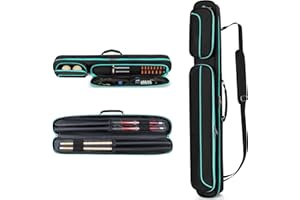 GOBUROS Pool Cue Case, 2 x 2 Pool Stick Case with 2 Shafts and 2 Butts Slots, Heavy Duty Billiard Cue Carrying Case for Pool 
