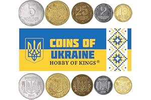 HOBBY OF KINGS Ukraine 5 Mixed Coins | 1 Kopiyka to 1 Hryvnia | Ukrainian Currency Since 1992