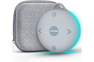 ANJANK Portable White Noise Machine for Baby Sleeping | 8 Night Lights | 17 Soothing Sounds | USB Rechargeable | Safe Clip Easy Hanging & Child Lock | Compact and Lightweight for On-The-Go & Travel, Kids