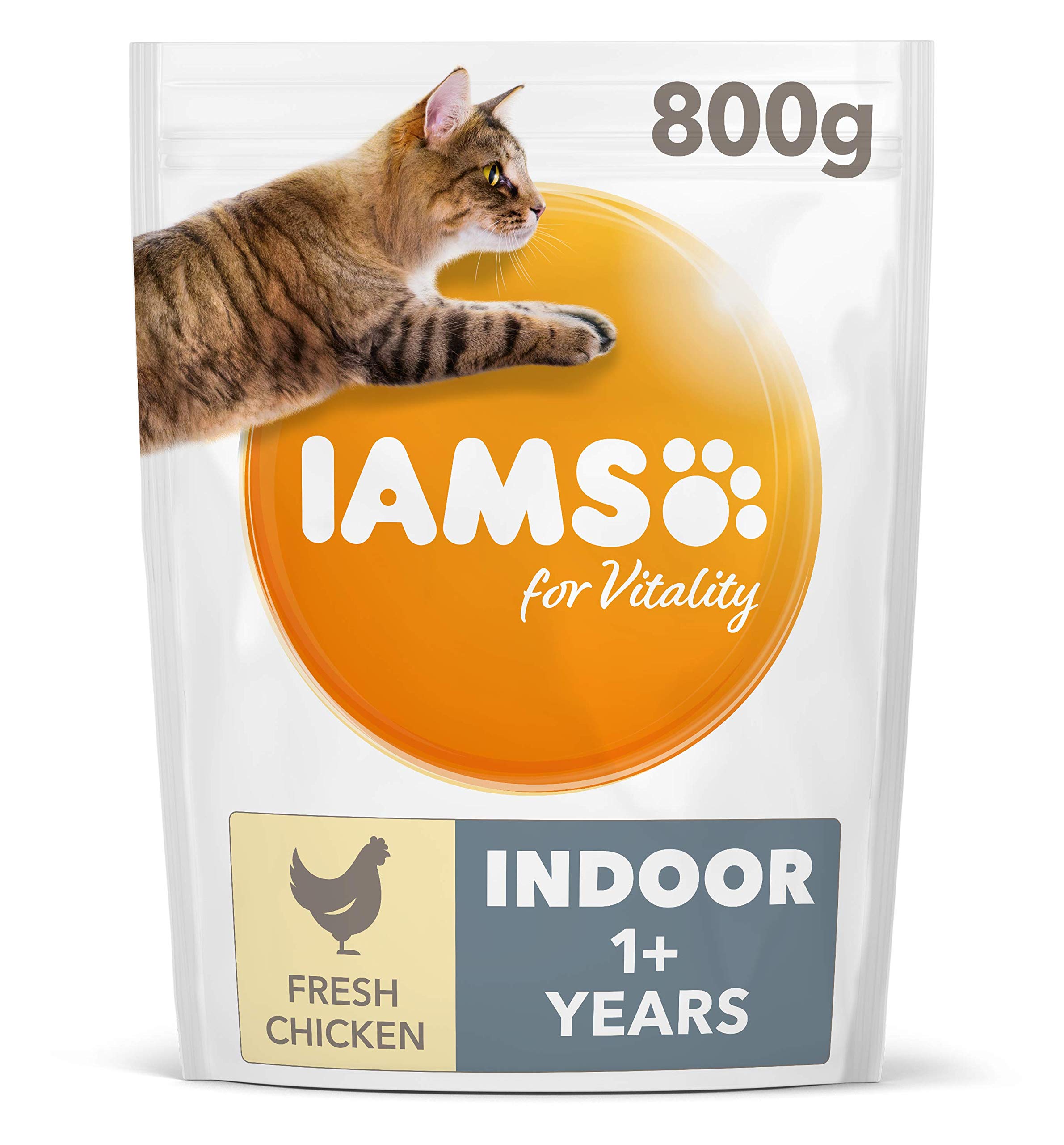 IAMS Indoor Complete Dry Cat Food for Adult and Senior Cats with Chicken 800 g
