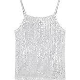 Noomelfish Girls Camisole Sequin Tank Tops Sparkly Glitter Cami Dance Sleeveless Shirt (5-12 Years)