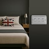 Varilight Triple Light Switch 2-Way Twin Plate Matt Chrome Brushed Steel Rockers view 2