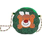 NVENF Christmas Purse Crossbody Bag for Women Beaded Christmas Tree Reindeer Boot Shoulder Bag Holiday Accessories Gifts