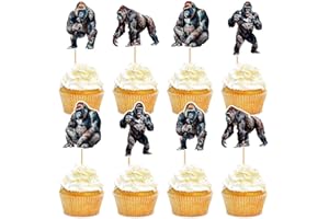 Cyodoos 24 Pcs Gorilla Cupcake Toppers Gorilla Theme Party Birthday Cake Decorations, Party Supplies Decorations Baby Shower Cake Decoration