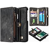 iPhone 8 Plus iPhone 7 Plus Detachable Wallet Case, Hynice Leather Purse for Women with Card Slots Zipper Pocket Removable Shockproof Shell Cover for iPhone 8Plus iPhone 7Plus 5.5(008-Black)