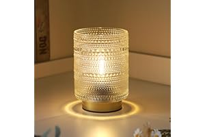 ULAROOM Battery Operated Lamp with Timer, 2025 Home Finds Cordless Battery Powered Table Lamps Portable LED Small Warm Lamp for Bedside/Shelf/Cubical/Corner Table Decor or Home Office Essentials(Transparent)