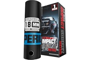 Aiourx 1/2" Drive Impact Socket, 18 mm Deep Socket, Metric, 6 Point, CR-V, Car Repair Loosen Fastening Nut