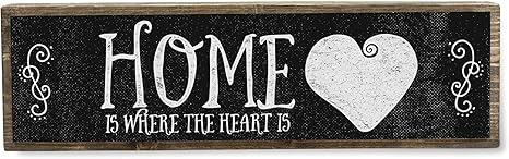 Amazon Com Anvevo Home Is Where The Heart Is Metal Wood Sign Dark Rustic Farmhouse Decor Rustic Wall Art Home Decor Modern Home Decor Home Kitchen