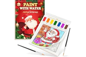 ZHOC Paint with Water Coloring Book for Kids, All-in-One Christmas Theme Watercolor Painting Books Kit for Toddler Ages 3 4 5 6 7 8, Water Color Paint Set Art Craft for Holiday Christmas Gift