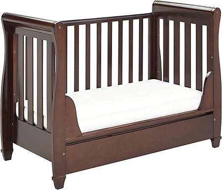 babymore eva sleigh cot bed dropside with drawer