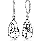MORGAN & PAIGE .925 Sterling Silver Oxidized Celtic Knot Dangle Earrings for Women - Irish Intricate Leverback or French Wire Hook Hypoallergenic Sterling Silver Earrings, Jewelry for Her