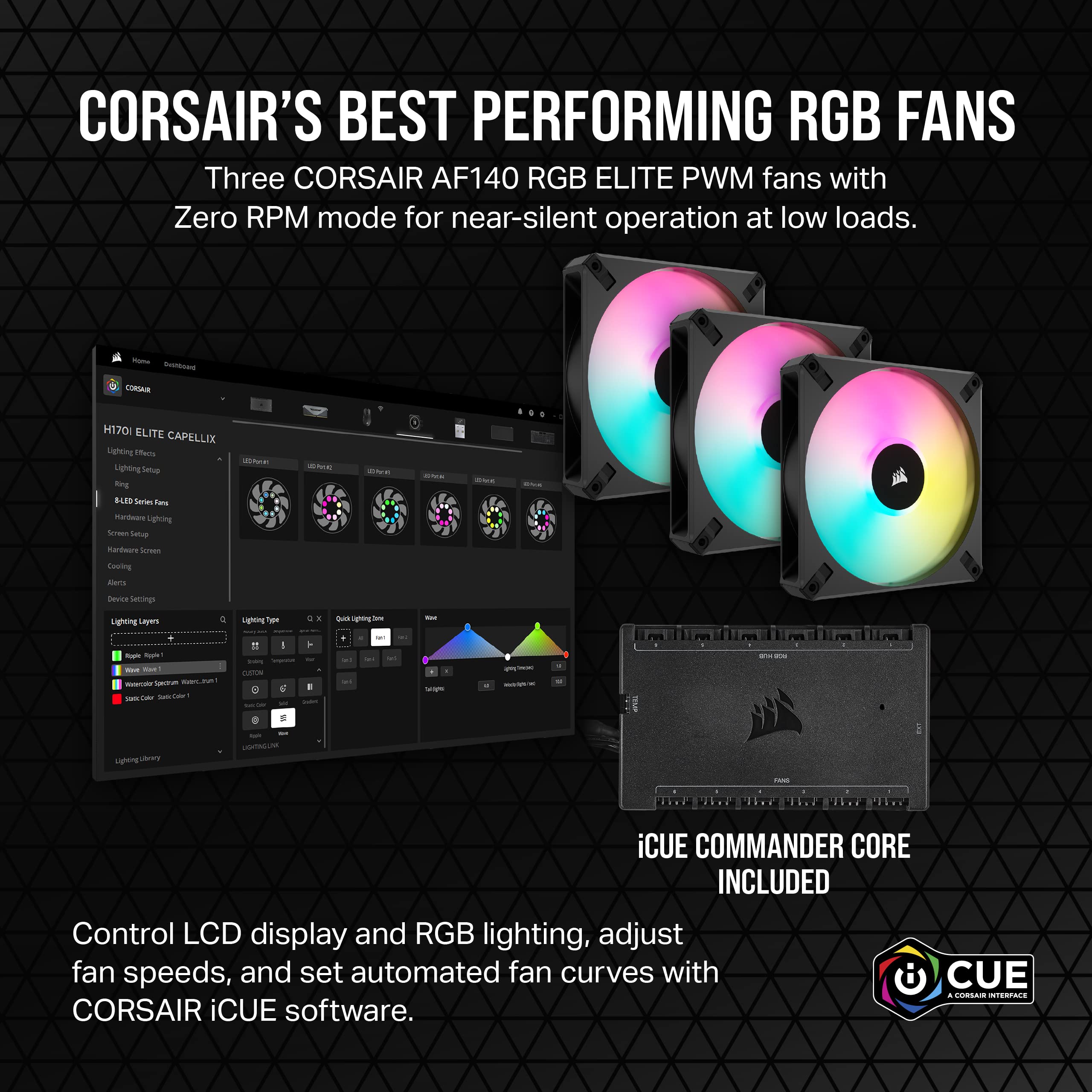 Corsair H170i Elite XT 420mm RGB Liquid CPU Cooler - IPS LCD Screen - AF140 RGB Fans - Fits Intel/AMD - iCUE Commander CORE - Black