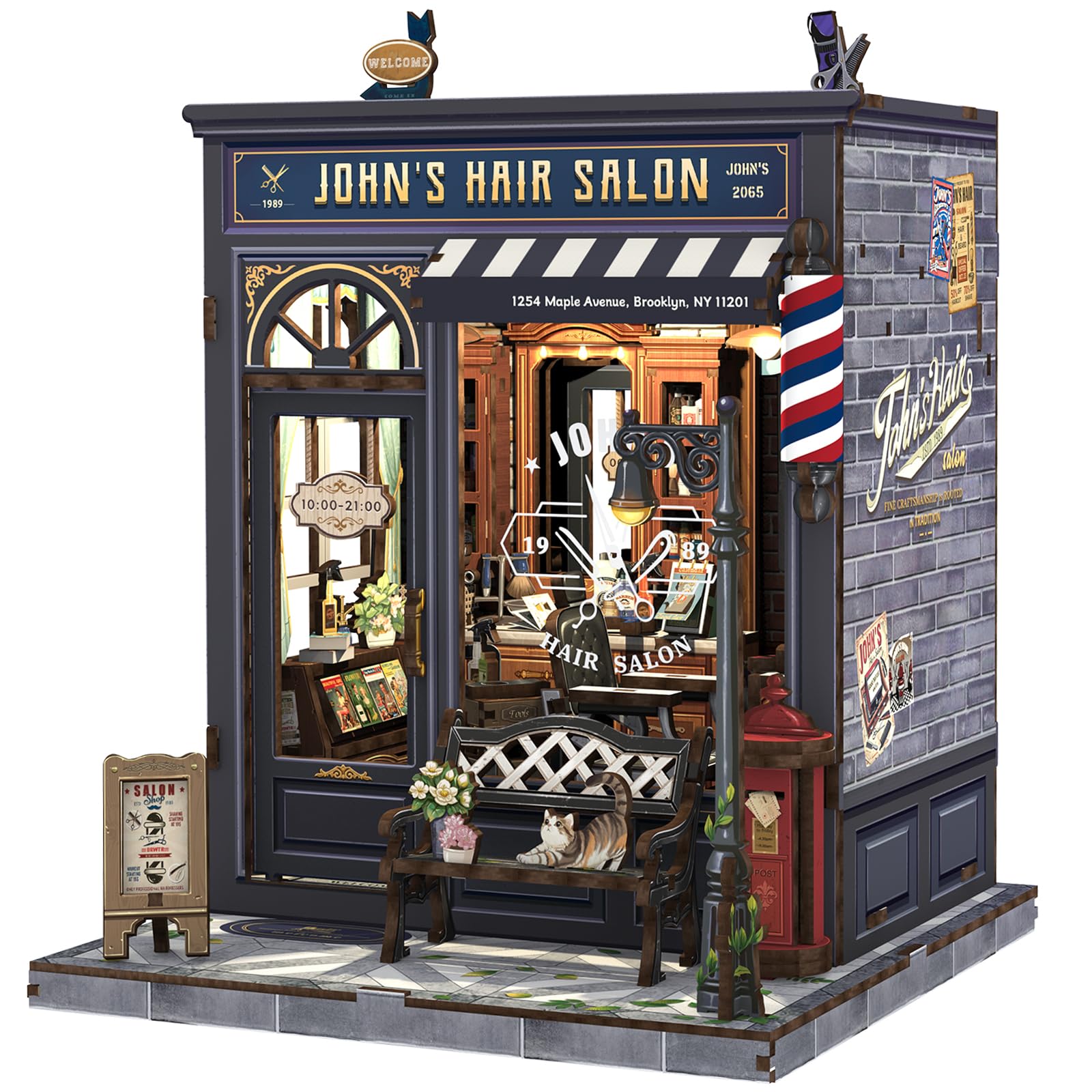 Fsolis DIY Book Nook - 3D Wooden Miniature Diorama for Bookshelf & Desk Decoration | Creative Gift Set for Adults, Teenagers Birthday - Room Decoration with LED Lighting (John's Hair)