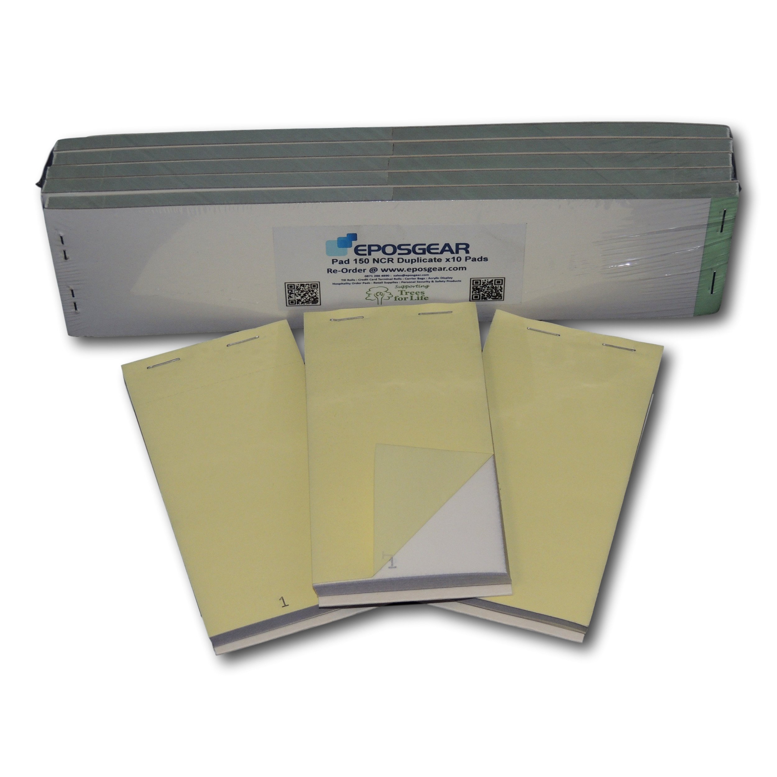 EPOSGEAR Duplicate NCR No Carbon Required Copy Restaurant Cafe Takeaway Pub Food Waiter Waitress Numbered Order Pads - 76mm x 140mm (10)