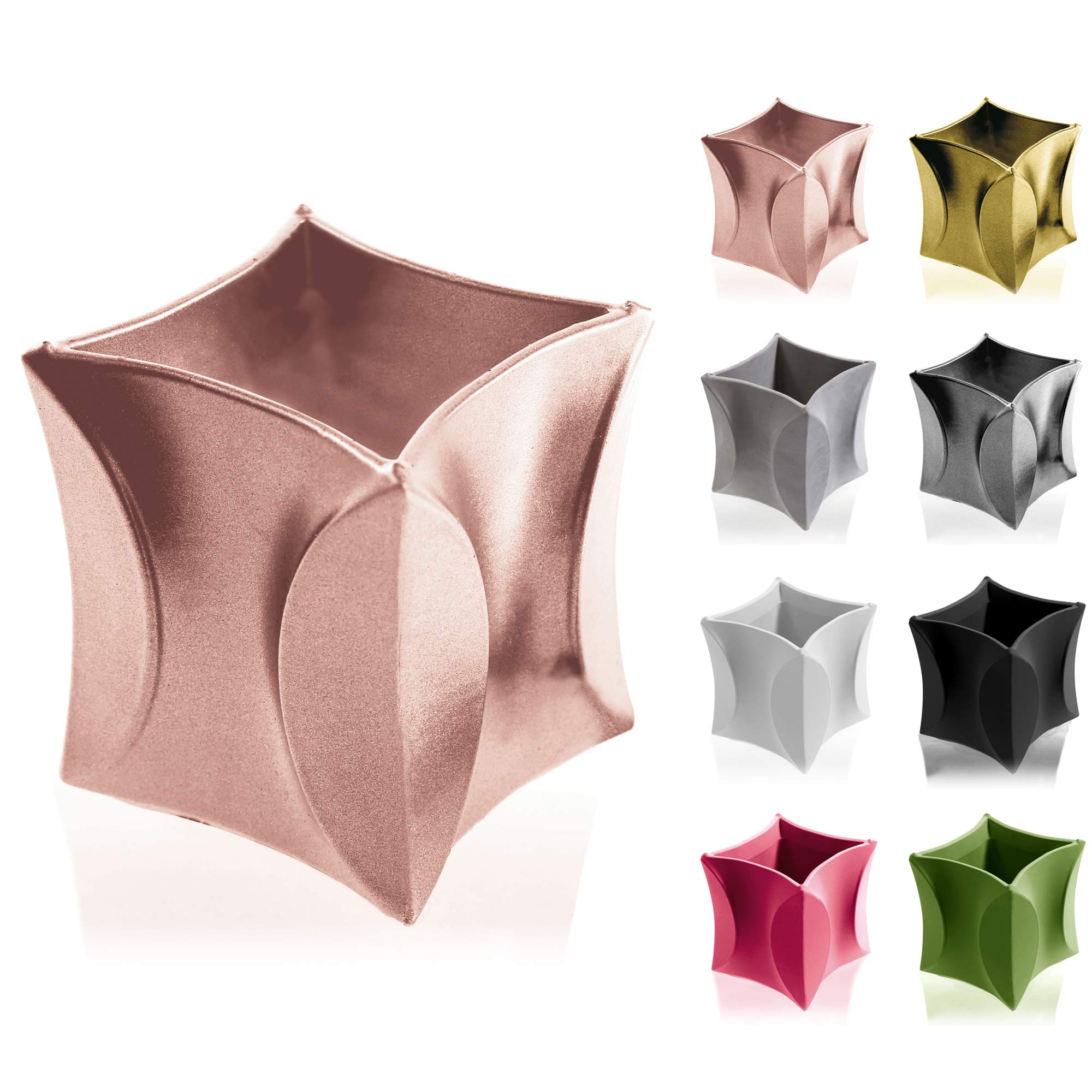 CONCRETTE Flower Pot, Rose Gold, 10x8x8 cm