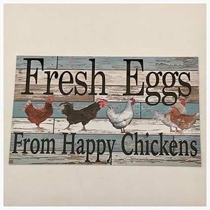 Amazoncom Fresh Eggs From Happy Chickens Blue Timber Look Sign