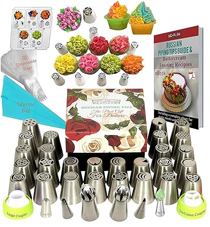 Deluxe Russian Piping Tips 52 Pcs Icing Tips Cake Amazon In