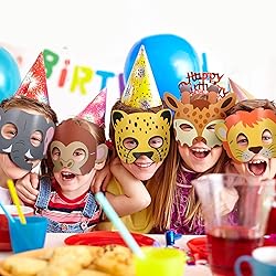 Blulu 32 Pcs Safari Animal Masks for Kids Jungle