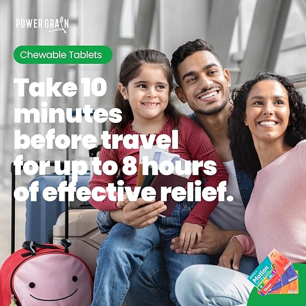 POWER GRAIN TRAVEL AND MOTION SICKNESS TABLETS – 500MG CHEWABLE GINGER RHIZOME TABLETS – NAUSEA AND VOMITING RELIEF – STRAWBERRY FLAVOR -10 TABLETS
