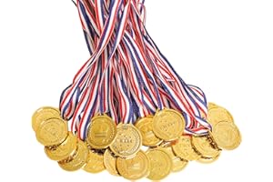 LZHZH 100 Packs Children's Gold Plastic Winner Medals Kids Golden Winner Awards Medals