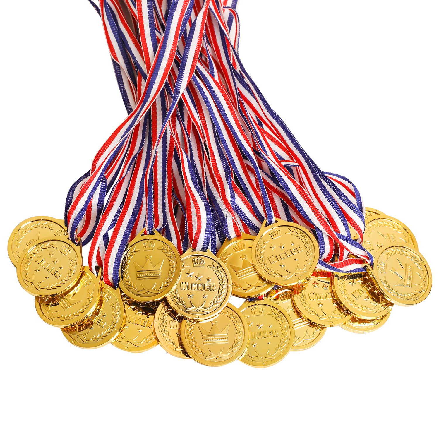Photo 1 of 100 Packs Children's Gold Plastic Winner Medals Kids Golden Winner Awards Medals