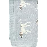 Creative Co-Op DF2527 40" L x 32" W Cotton Knit Baby Dog Blanket, Blue, Small