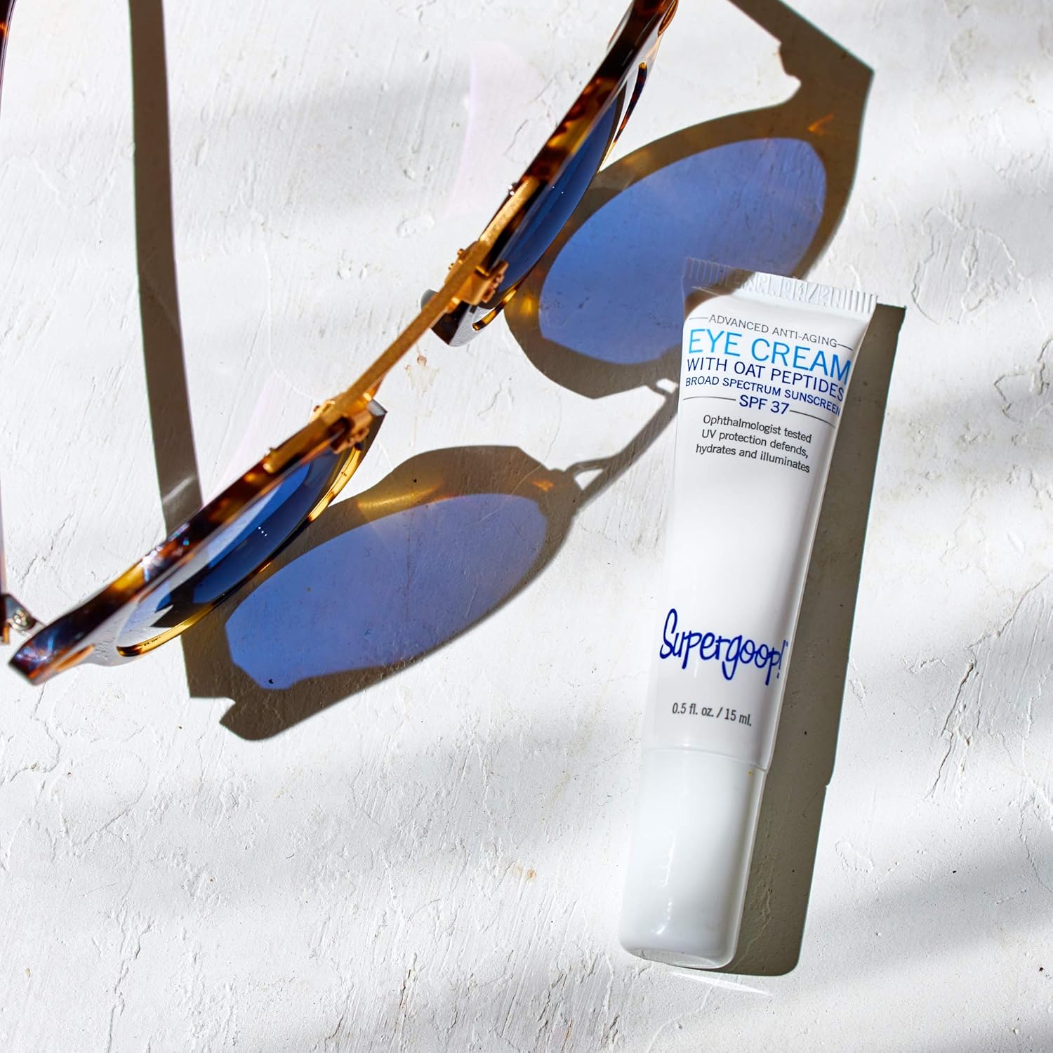 Supergoop! Anti-Aging Eye Cream with Oat Peptide SPF 37, 0.5 fl oz - Hydrating Mineral Sunscreen & Wrinkle Reducing Under Eye Cream For Dark Circles & Puffiness: Beauty