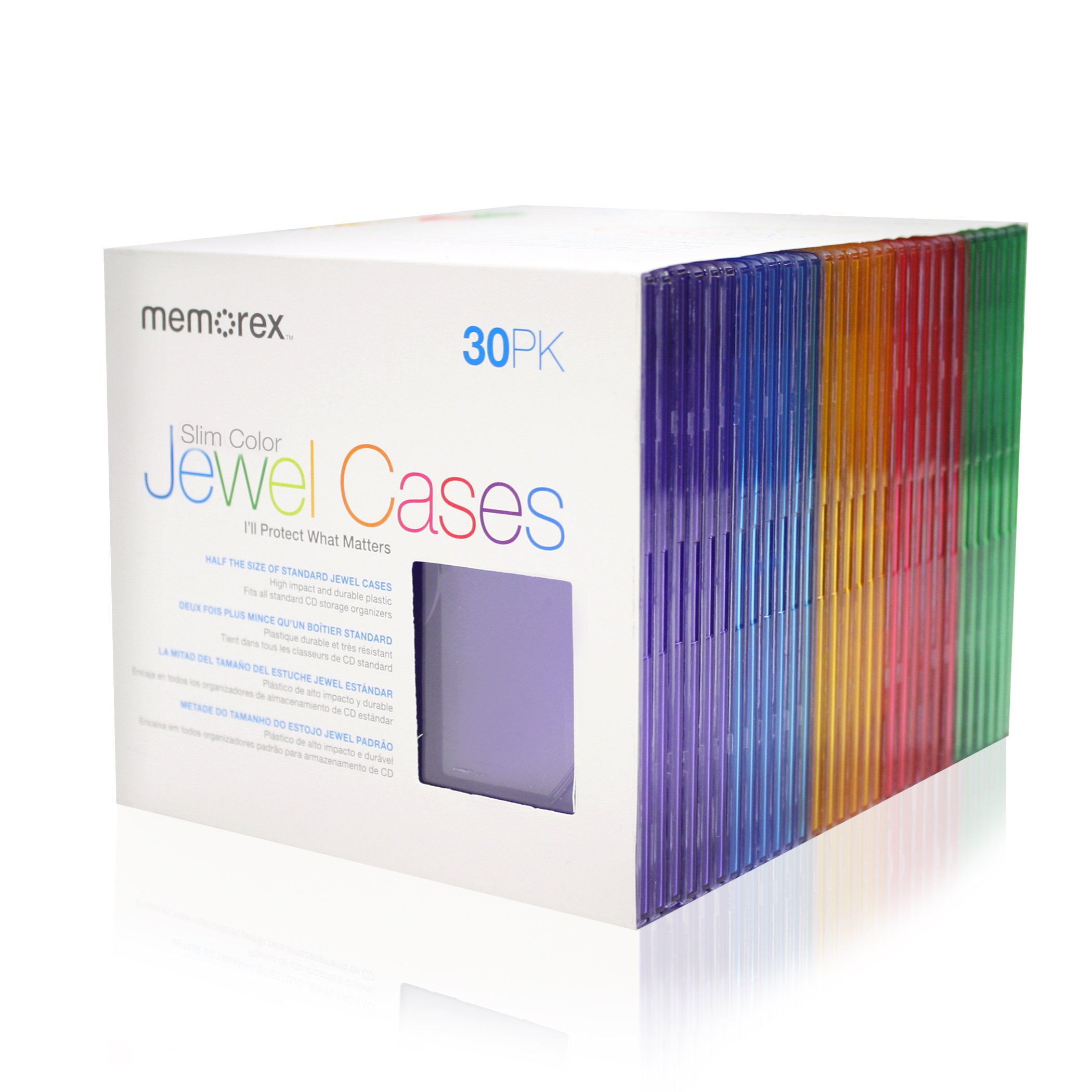Memorex CD and DVD Jewel Case 30 Pack 5 Assorted Colors Disc Cases NEW