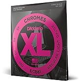 D'Addario XL Chromes Flatwound Bass Guitar Strings -.045-.100 Regular Light, Long Scale