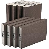 8 Pack Sanding Sponge Block, Wet Dry Sandpaper Sand Paper for Drywall Wood | 220 Grit, Washable &amp; Reusable for Wall Metal Glasses Furniture