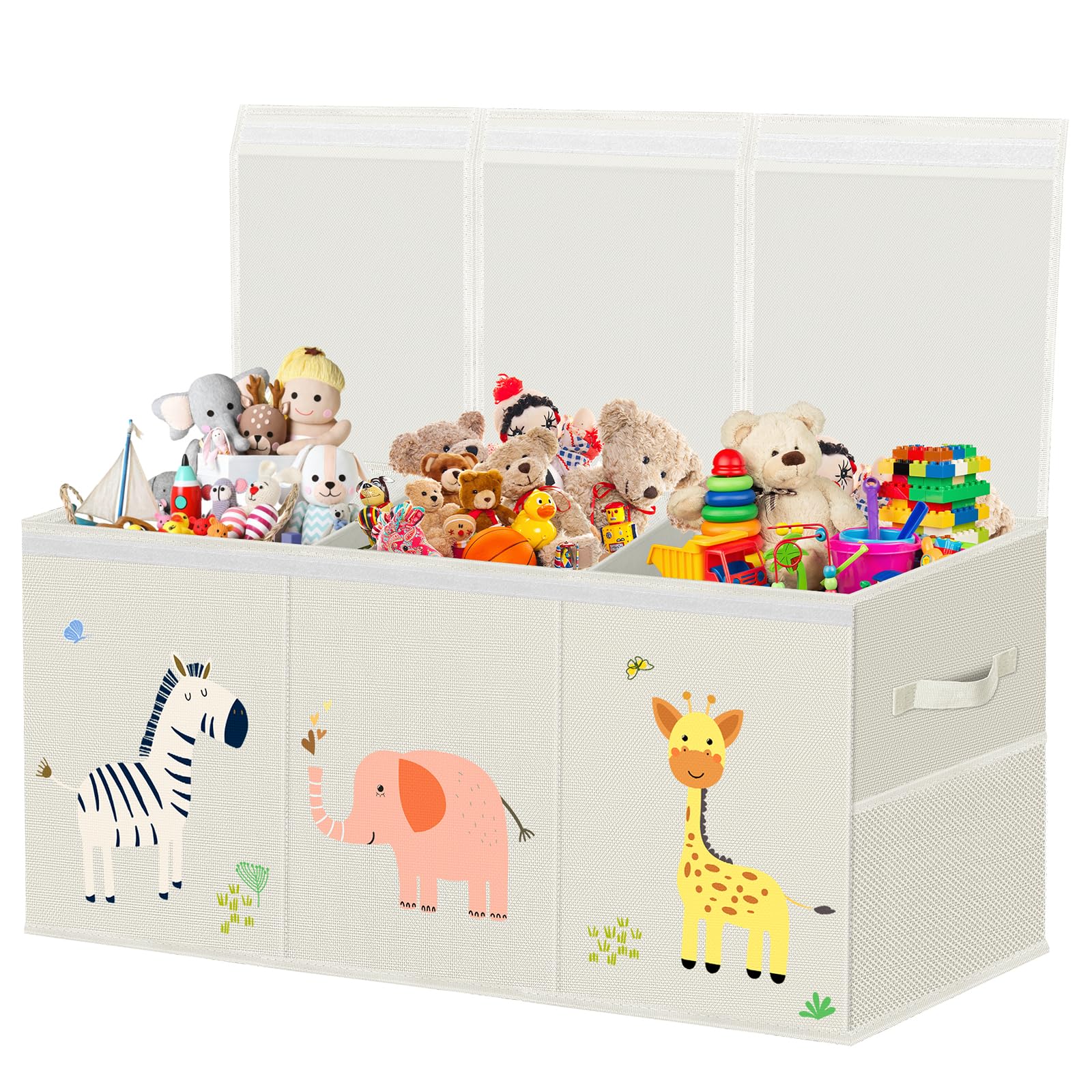 Extra Large Toy Box Storage for Boys Girls - Collapsible Toy Chest Organizer for Kids,Toy Bin Container with Lid and Handles for Clothes,Blanket,Nursery,Playroom,Bedroom,Stuffed Animals,Quilt(Beige)
