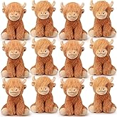 Blueweenly 12 Pcs Stuffed Animal Stuffed Plush Toys 6 inch Realistic Soft Decor Doll for Stress Relief Boys Girls Birthday Favors Gifts Forest Party Decor (Highland Cows)