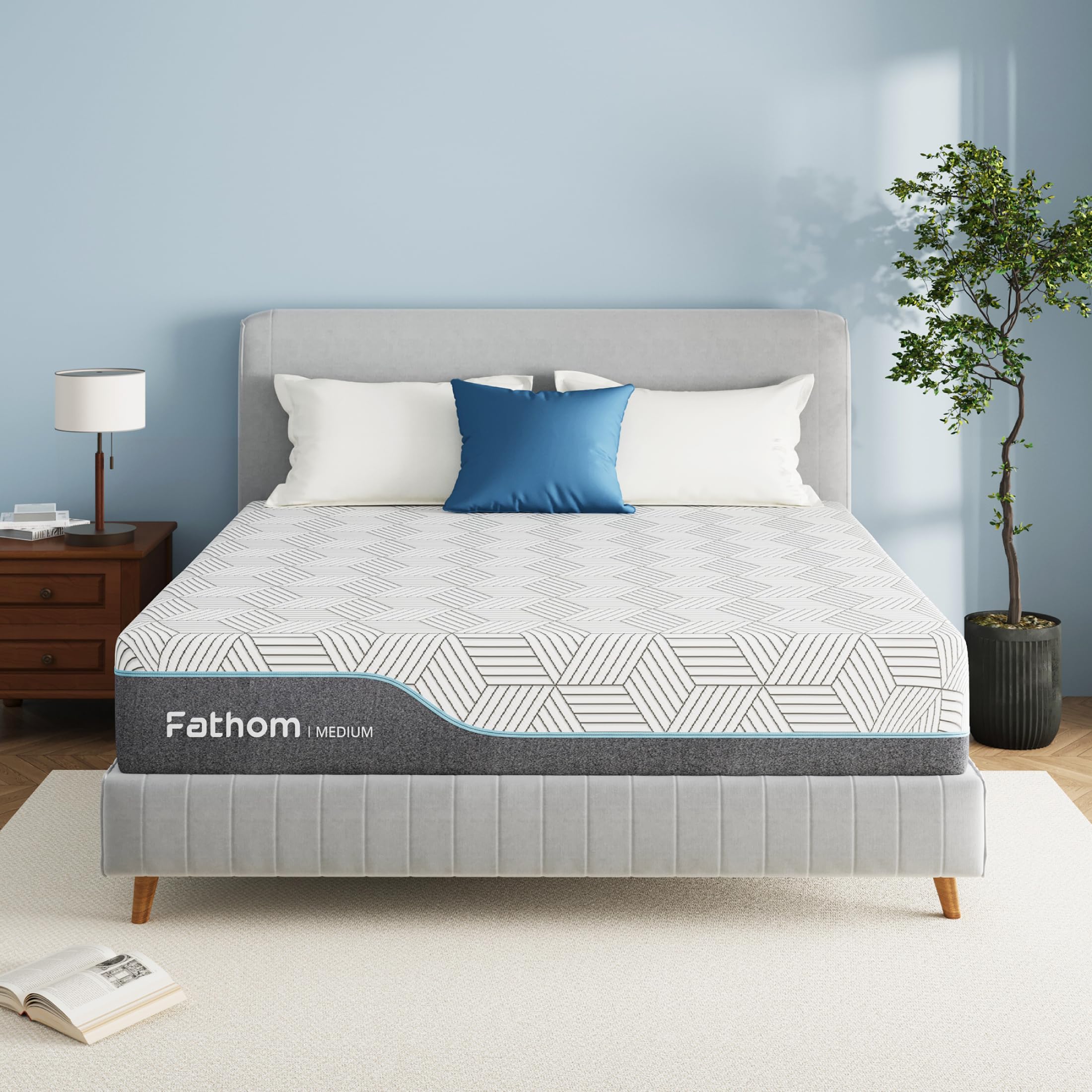 FATHOM Medium King Mattress 12 Inch Memory Foam Mattress King Size Bed in a Box for Back Pain Relief and Cool Sleep with Gel Foam and Removeable Fiberglass Free Cover, CertiPUR-US Certified Image